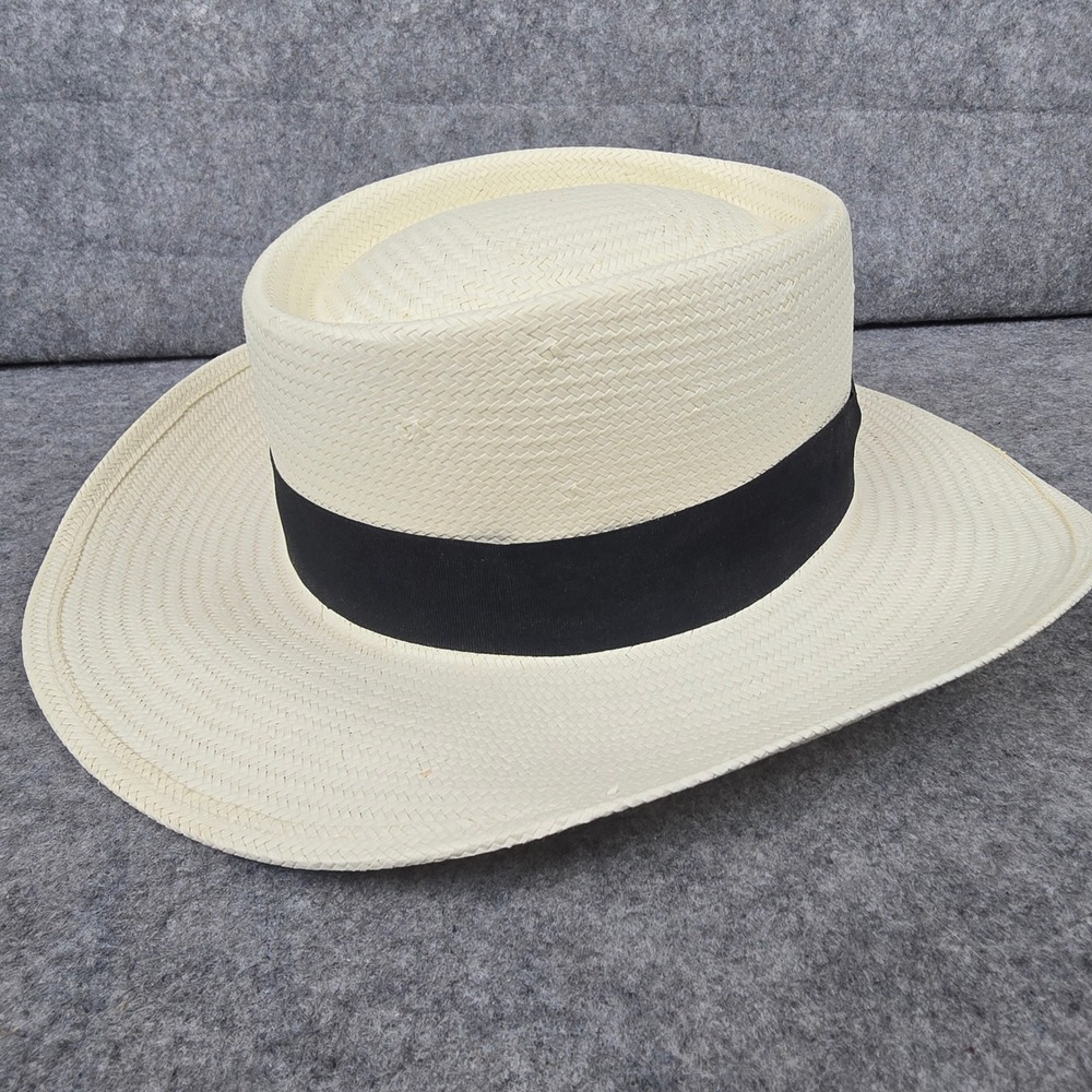 Kenny‎ K Straw Panama Hat Men XL Off-White Wide Brim Natural Fiber TM44
